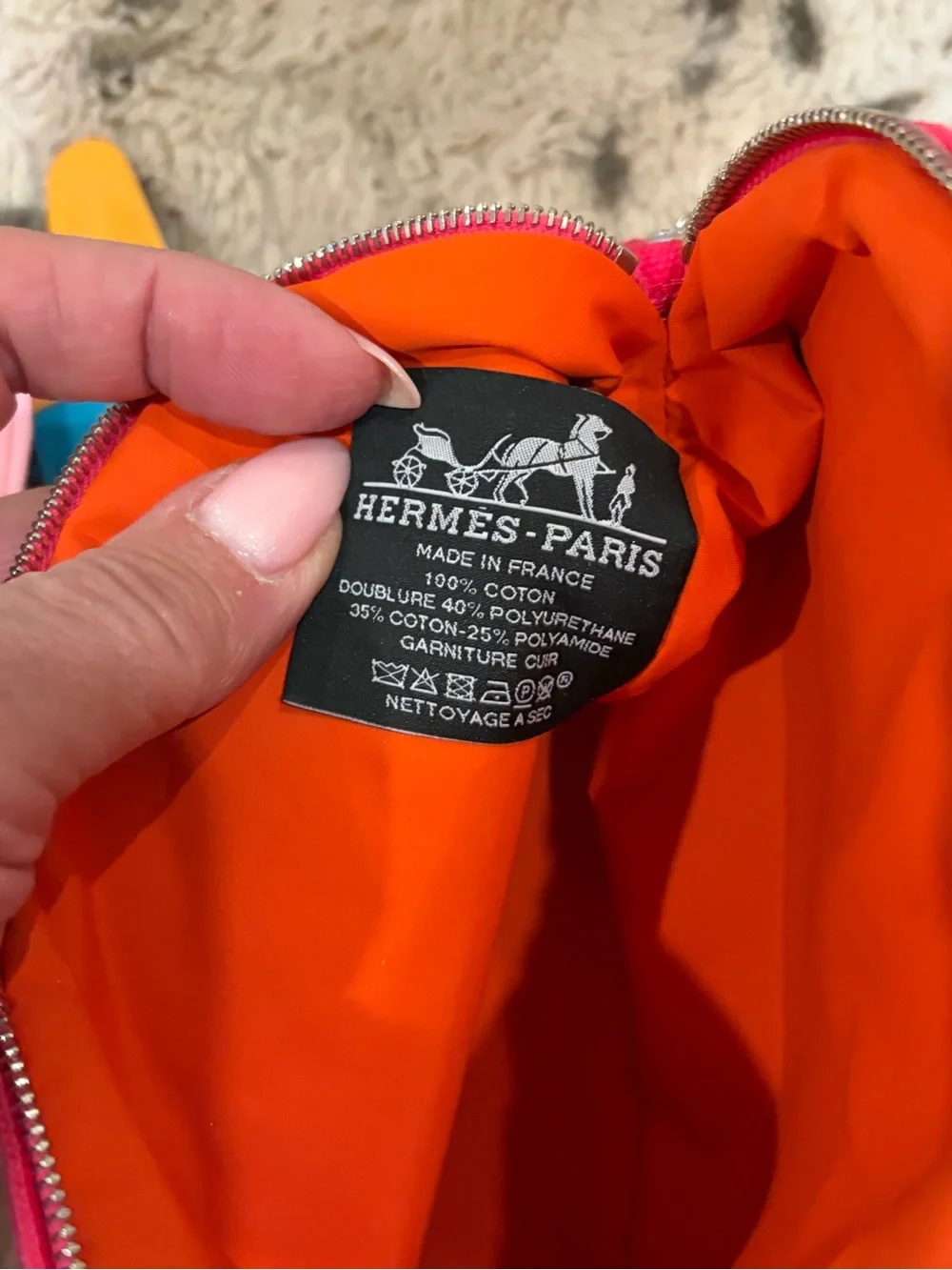 HERMES H CANVAS POUCH ON UNBRANDED CHAIN & BAG CHARM
